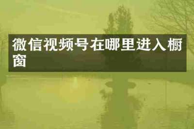 微信视频号在哪里进入橱窗