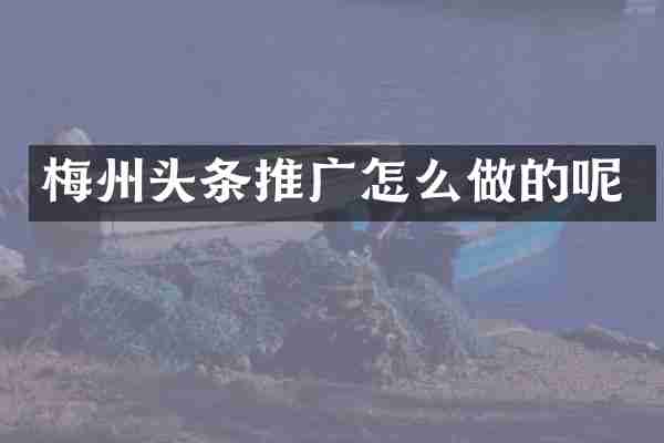 梅州头条推广怎么做的呢
