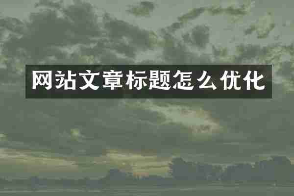 网站文章标题怎么优化