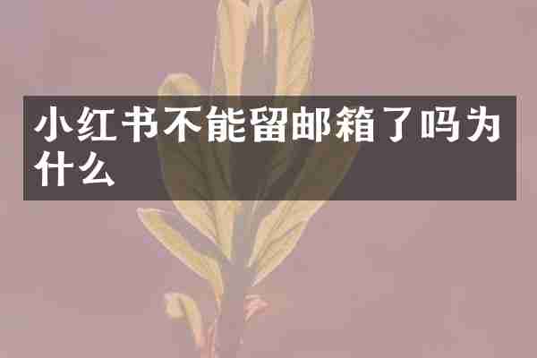 小红书不能留邮箱了吗为什么