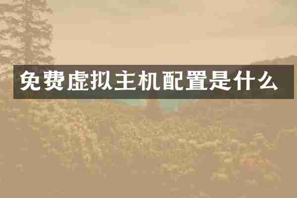 免费虚拟主机配置是什么