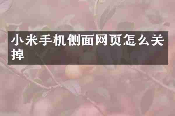 小米手机侧面网页怎么关掉