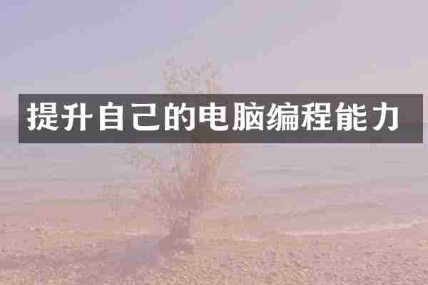 提升自己的电脑编程能力