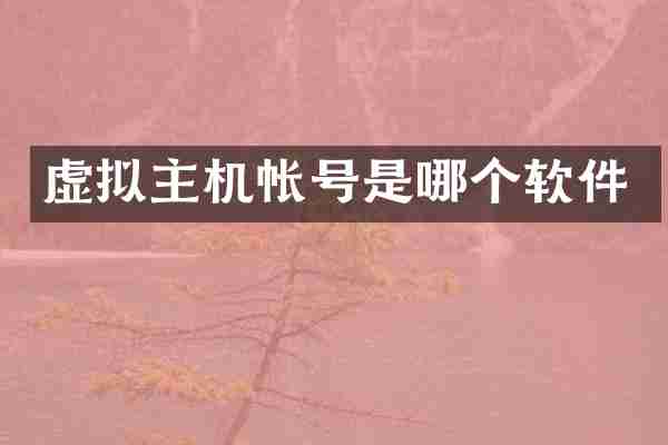 虚拟主机帐号是哪个软件
