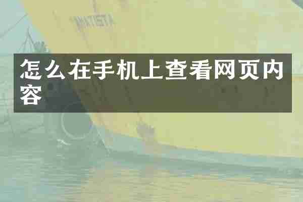 怎么在手机上查看网页内容