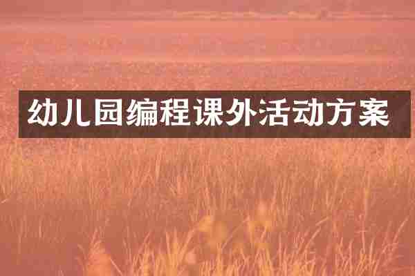 幼儿园编程课外活动方案