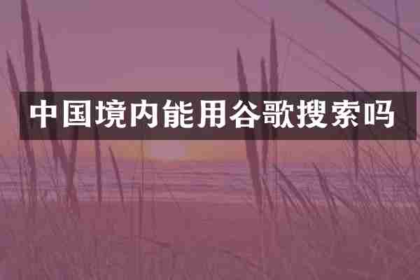 中国境内能用谷歌搜索吗