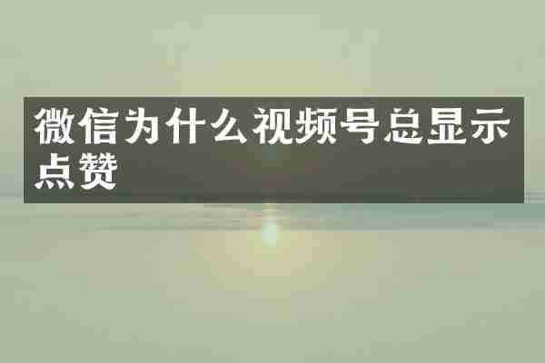 微信为什么视频号总显示点赞