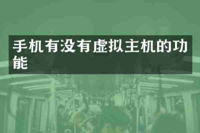 手机有没有虚拟主机的功能