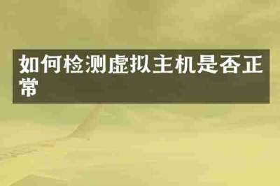 如何检测虚拟主机是否正常