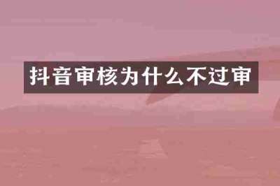抖音审核为什么不过审