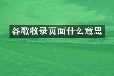 谷歌收录页面什么意思