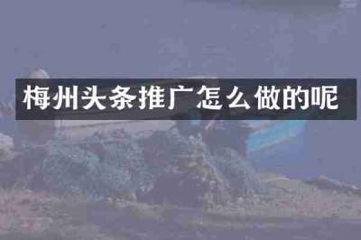 梅州头条推广怎么做的呢