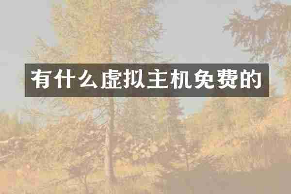 有什么虚拟主机免费的