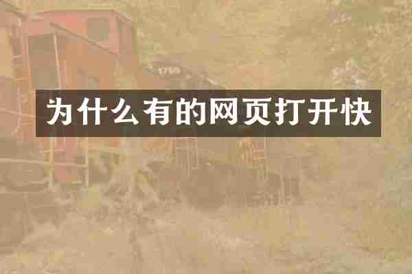 为什么有的网页打开快