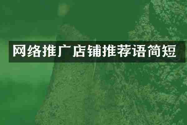 网络推广店铺推荐语简短