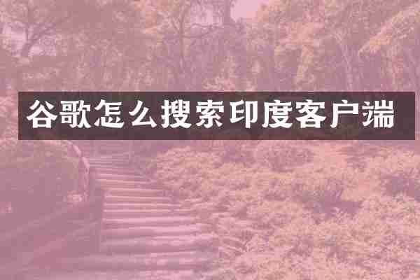 谷歌怎么搜索印度客户端