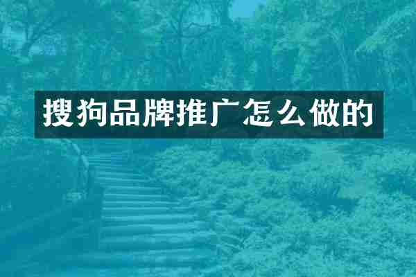 搜狗品牌推广怎么做的