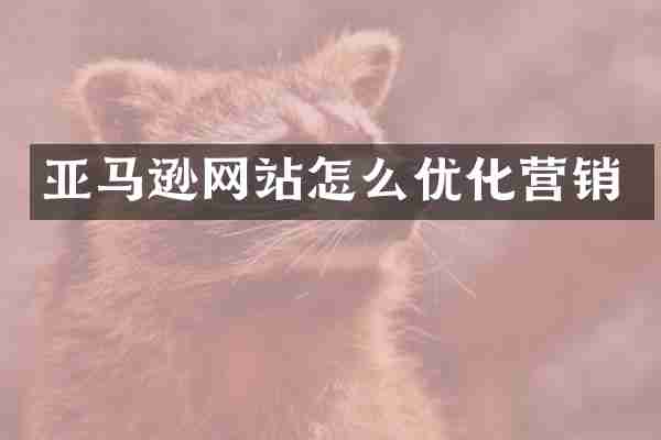 亚马逊网站怎么优化营销