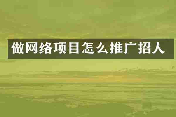 做网络项目怎么推广招人