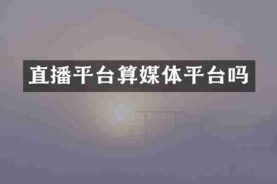直播平台算媒体平台吗