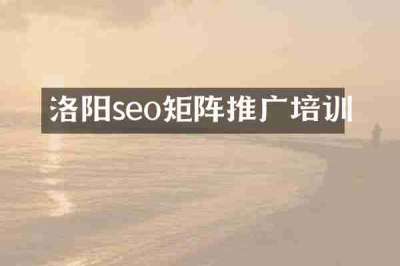 洛阳seo矩阵推广培训