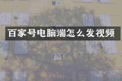 百家号电脑端怎么发视频