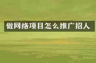 做网络项目怎么推广招人