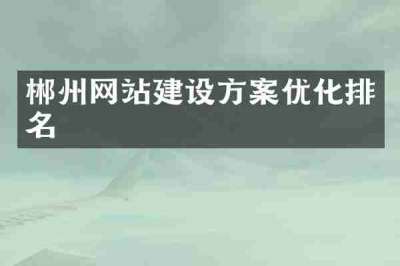 郴州网站建设方案优化排名
