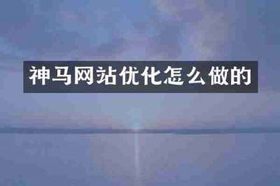 神马网站优化怎么做的
