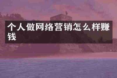 个人做网络营销怎么样赚钱