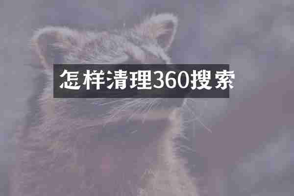 怎样清理360搜索