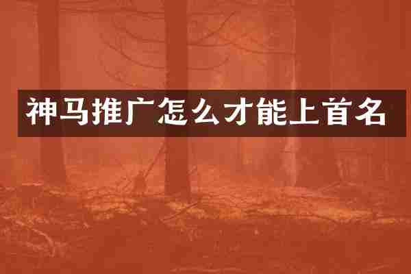 神马推广怎么才能上首名