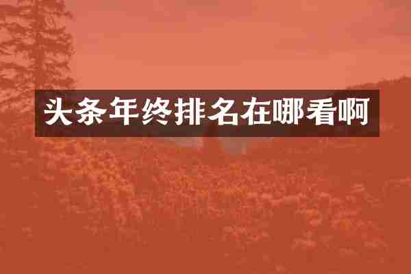 头条年终排名在哪看啊
