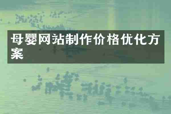 母婴网站制作价格优化方案