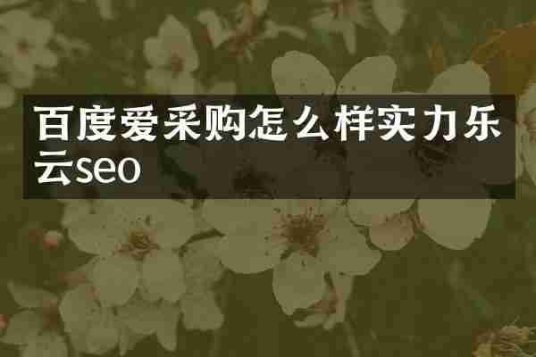 百度爱采购怎么样实力乐云seo