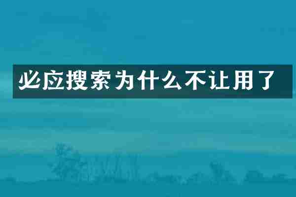 必应搜索为什么不让用了