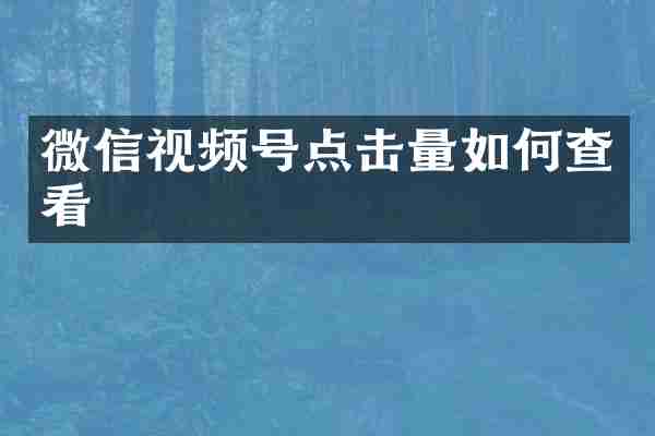 微信视频号点击量如何查看
