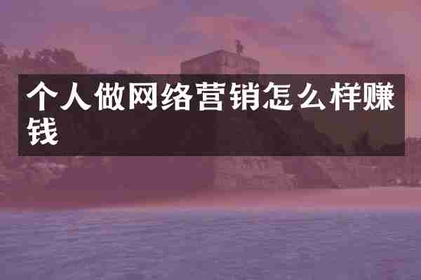 个人做网络营销怎么样赚钱