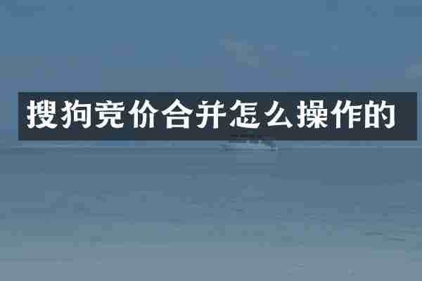 搜狗竞价合并怎么操作的
