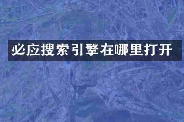 必应搜索引擎在哪里打开