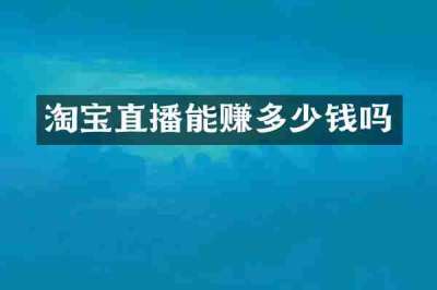 淘宝直播能赚多少钱吗