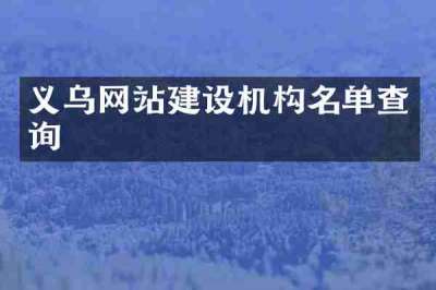 义乌网站建设机构名单查询