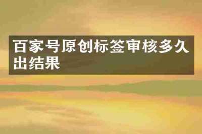 百家号原创标签审核多久出结果