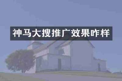 神马大搜推广效果咋样