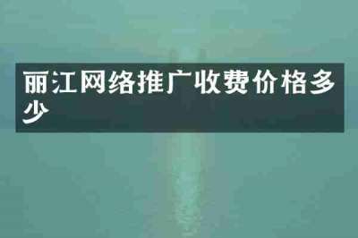 丽江网络推广收费价格多少