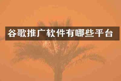 谷歌推广软件有哪些平台