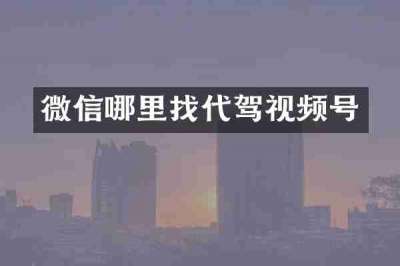 微信哪里找代驾视频号