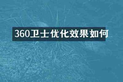 360卫士优化效果如何