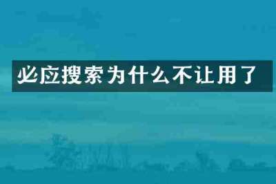 必应搜索为什么不让用了